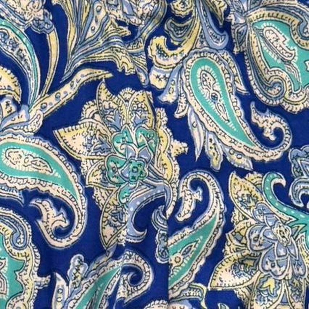 French Laundry Blue & Green Paisley Printed Capri Leggings - Picture 4 of 9